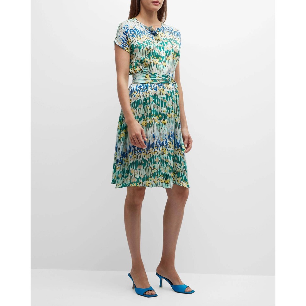 Frances Valentine Anna Dolman-sleeve Floral-print In Multi Abstract Midi Dress M